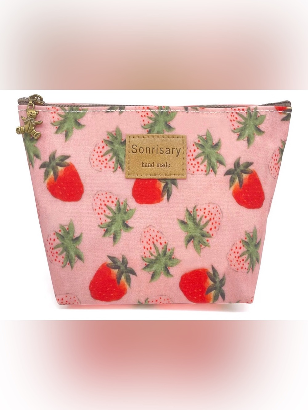 Strawberry Print Pink Cosmetic Pouch nwot